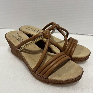 Women's Elvera Slip-On Wedge Sandals by Easy Street. Size 8M Color Brown